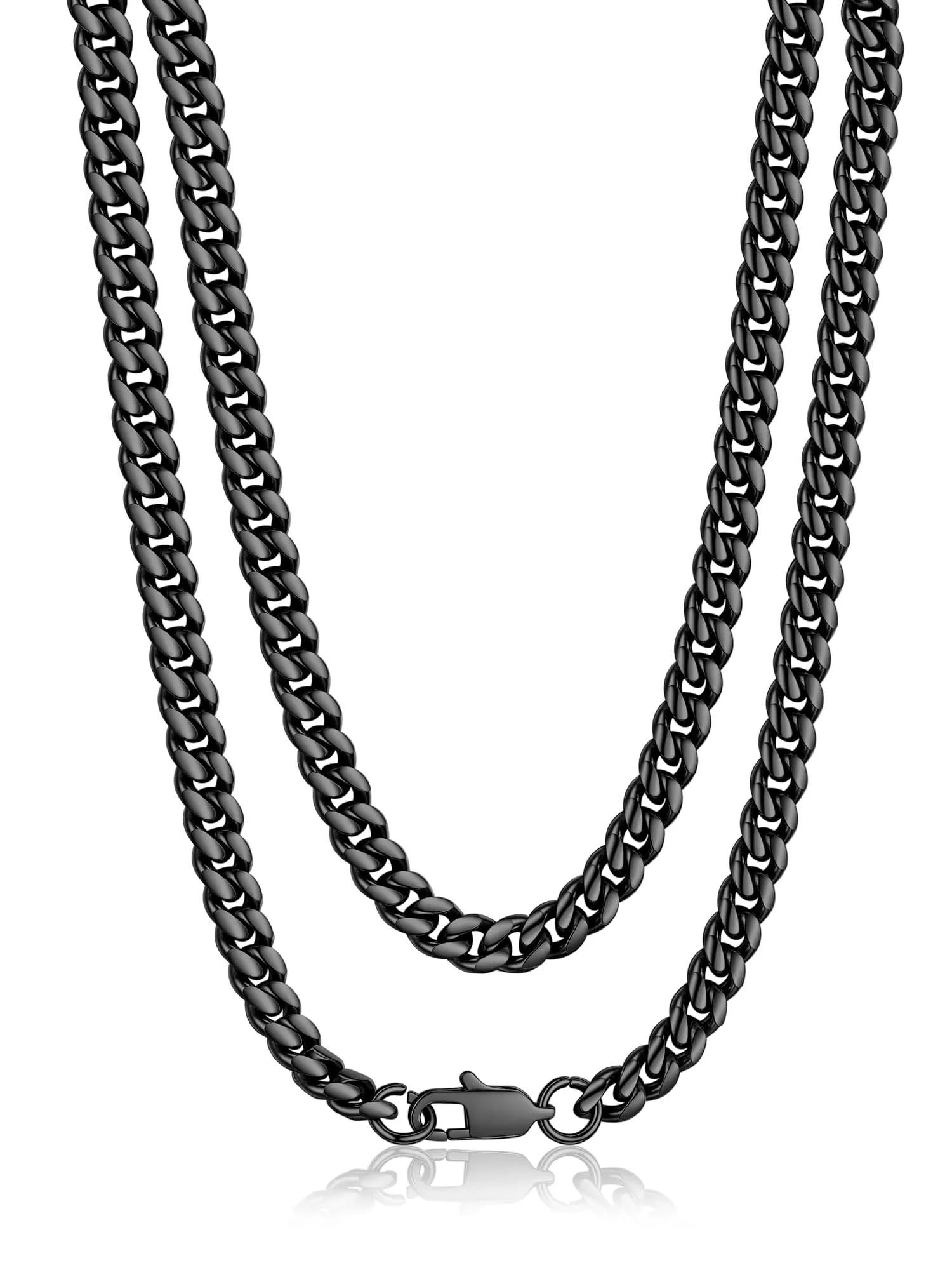 PROSTEEL Collana a Catena Cubana Uomo, 6 mm x 50 cm, Acciaio Inossidabile, Nero - immagine 1