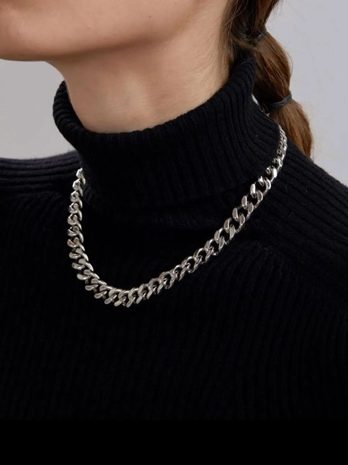 ChainsHouse Collana a Maglia Cubana in Acciaio Inossidabile Argento 12mm - immagine 3