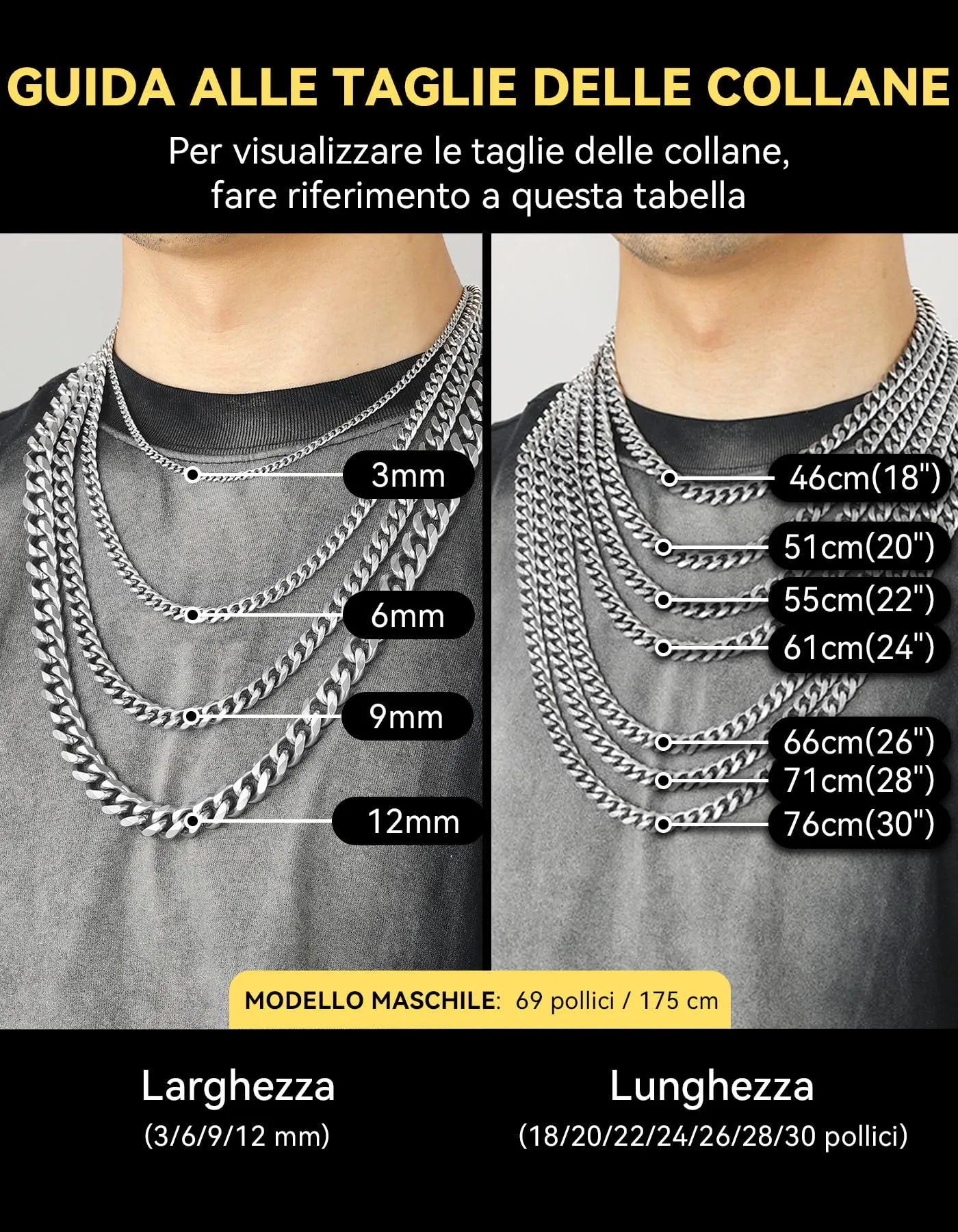ChainsHouse Collana a Maglia Cubana in Acciaio Inossidabile Argento 12mm - immagine 7