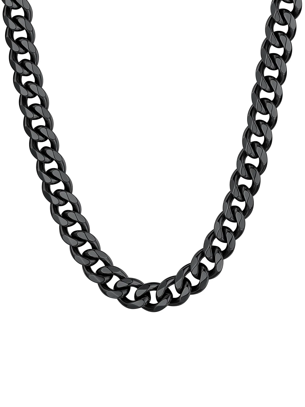 ChainsHouse Collana a Maglia Cubana in Acciaio Inossidabile, Nero, 9 mm - immagine 1