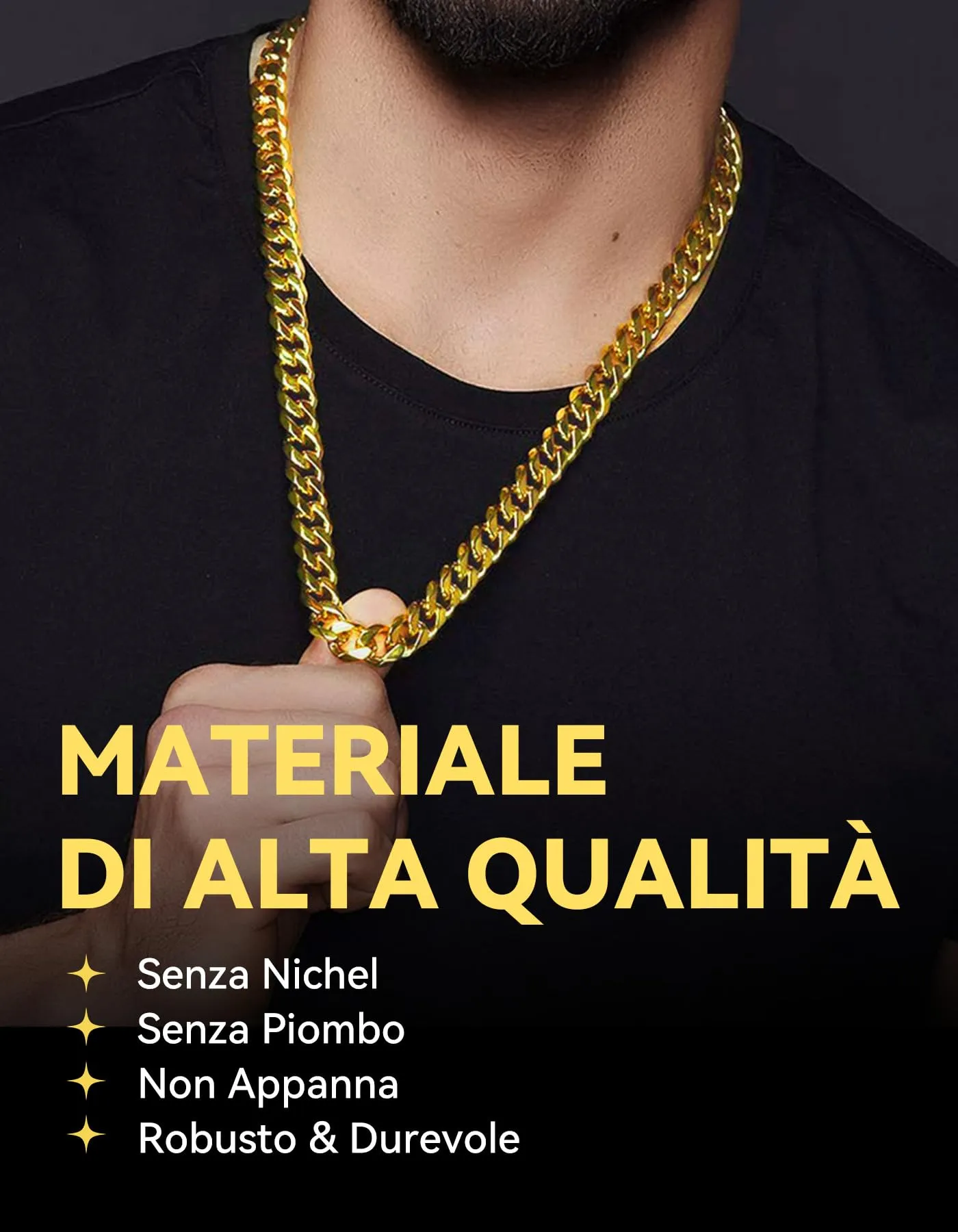 ChainsHouse Collana a maglia cubana in acciaio inossidabile oro, 12 mm x 28 pollici - immagine 3