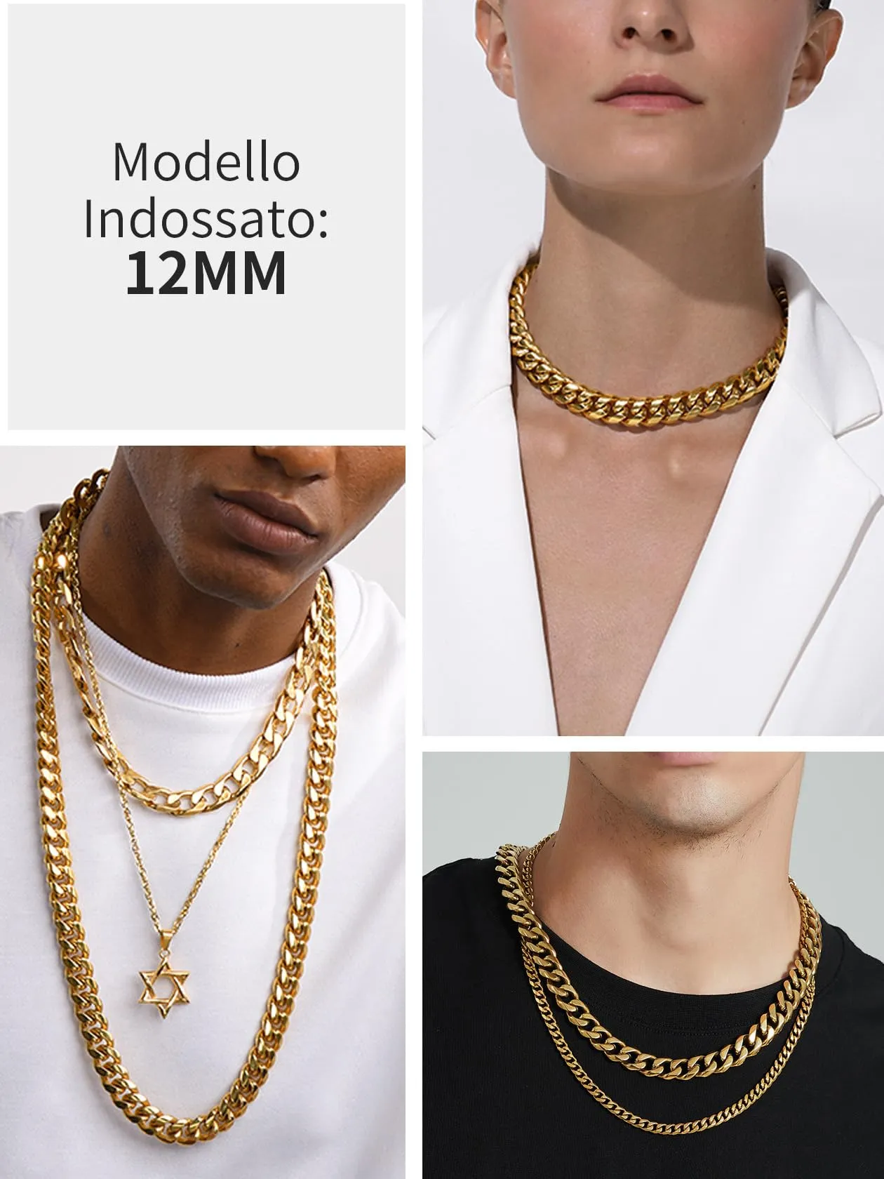 ChainsHouse Collana a maglia cubana in acciaio inossidabile oro, 12 mm x 28 pollici - immagine 6