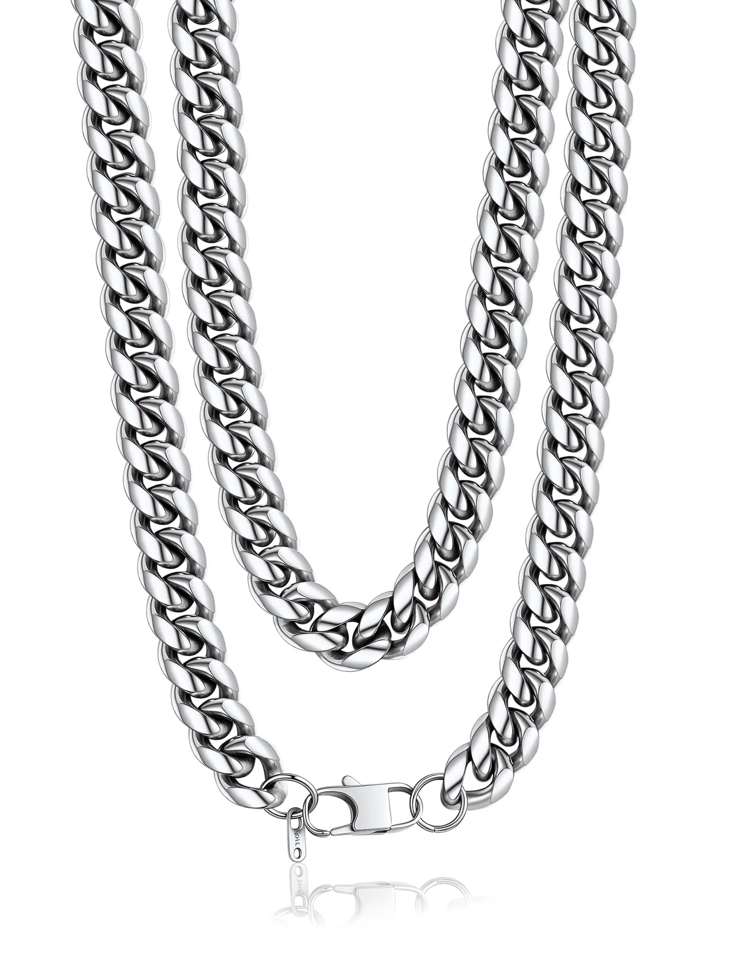 PROSTEEL Collana a Catena Cubana Uomo, Acciaio Inossidabile, Argento, 14 mm, 70 cm - immagine 1