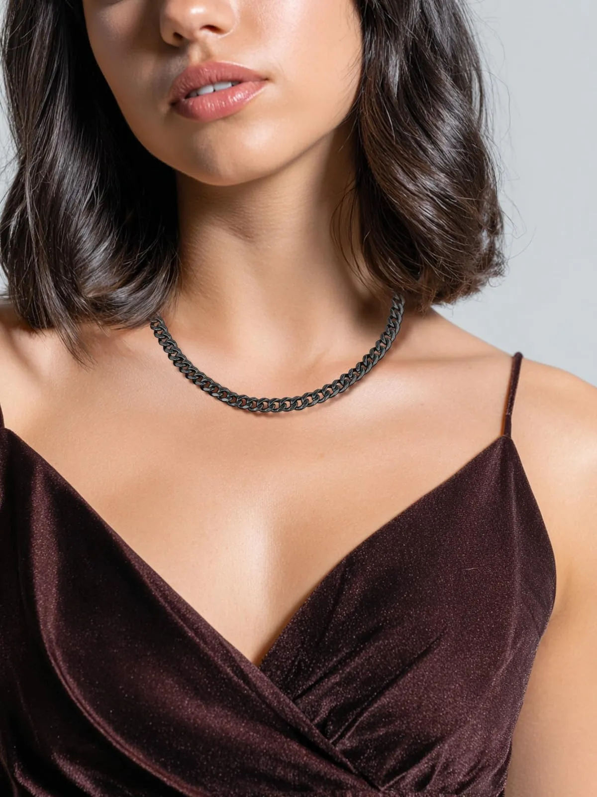 ChainsHouse Catena a maglia cubana in acciaio inossidabile per uomo e ragazzi, 6 mm, nero - immagine 2