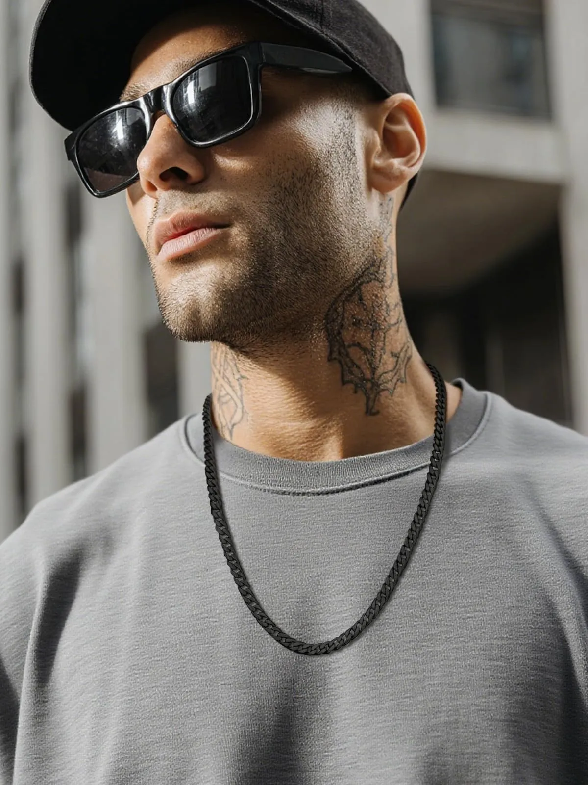 ChainsHouse Catena a maglia cubana in acciaio inossidabile per uomo e ragazzi, 6 mm, nero - immagine 6