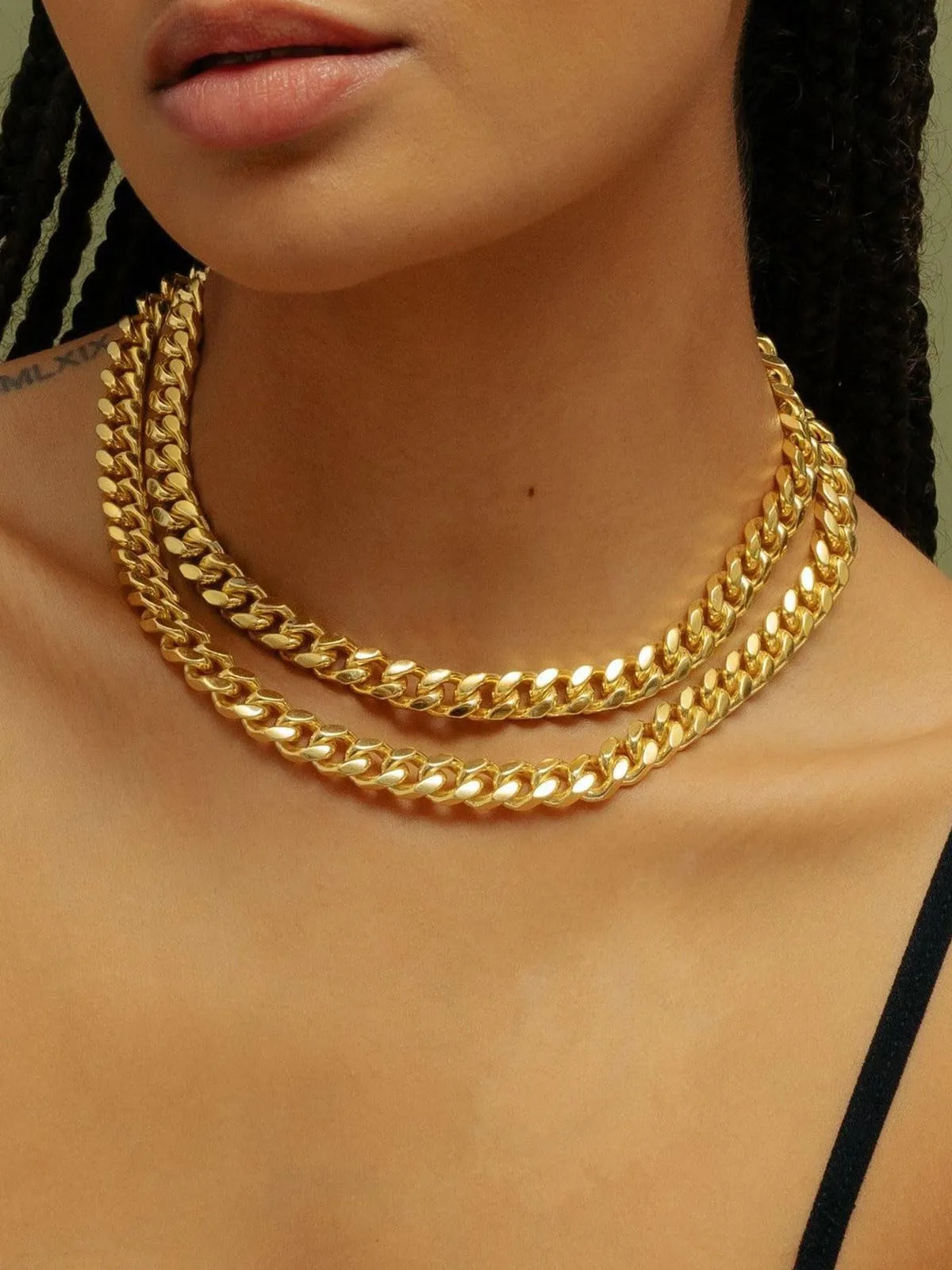 ChainsHouse Collana a maglia cubana da uomo in acciaio inossidabile, oro, 12 mm, 22 pollici - immagine 2