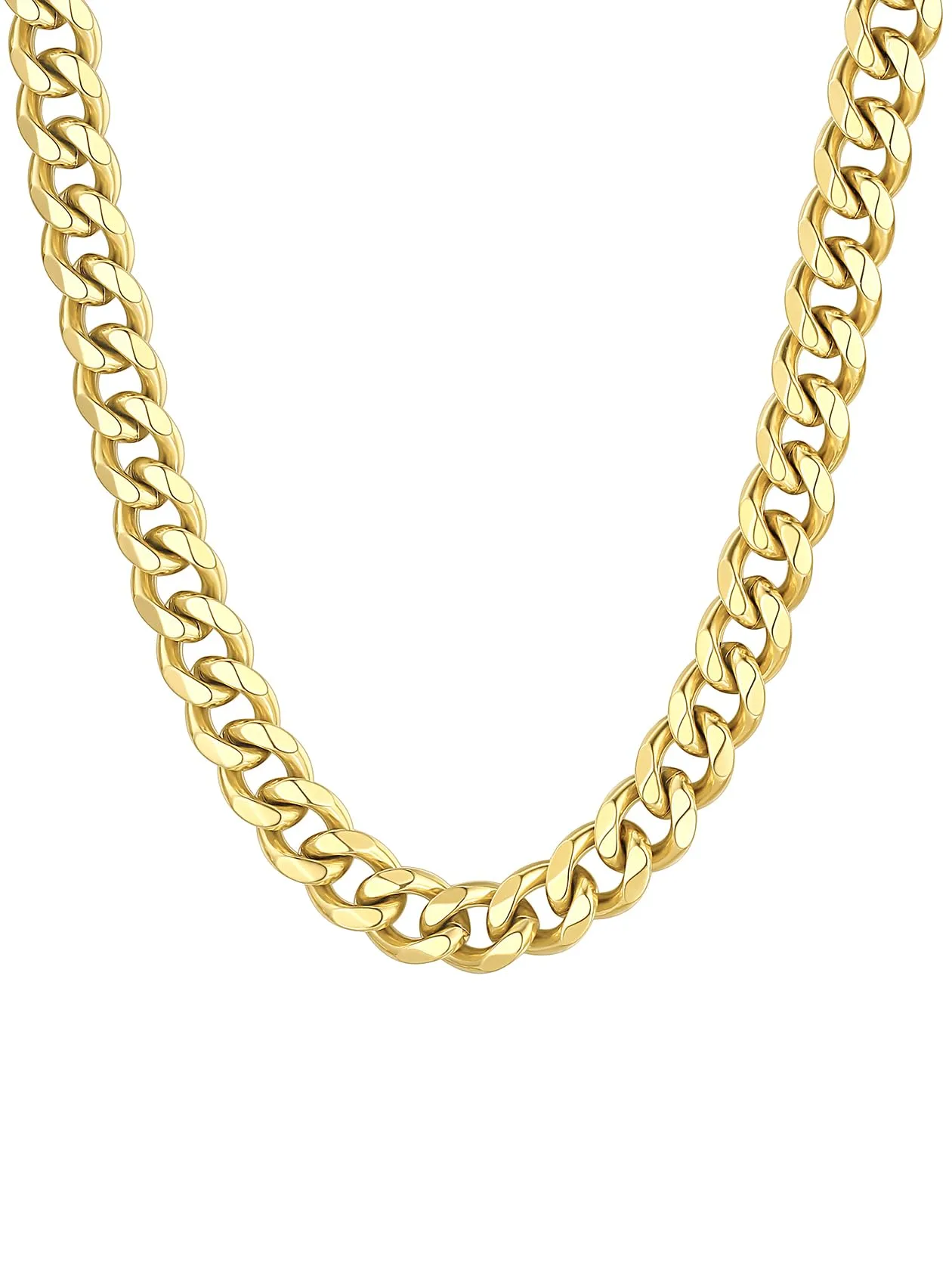 ChainsHouse Collana a maglia cubana in acciaio inossidabile, 9 mm, Oro - immagine 1