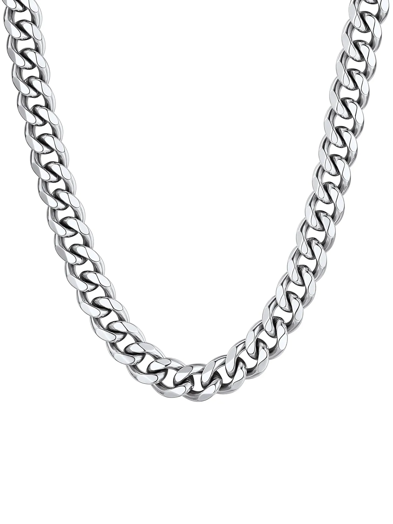 ChainsHouse Collana a maglie cubane in acciaio inossidabile, argento, 9 mm, 24 pollici - immagine 1
