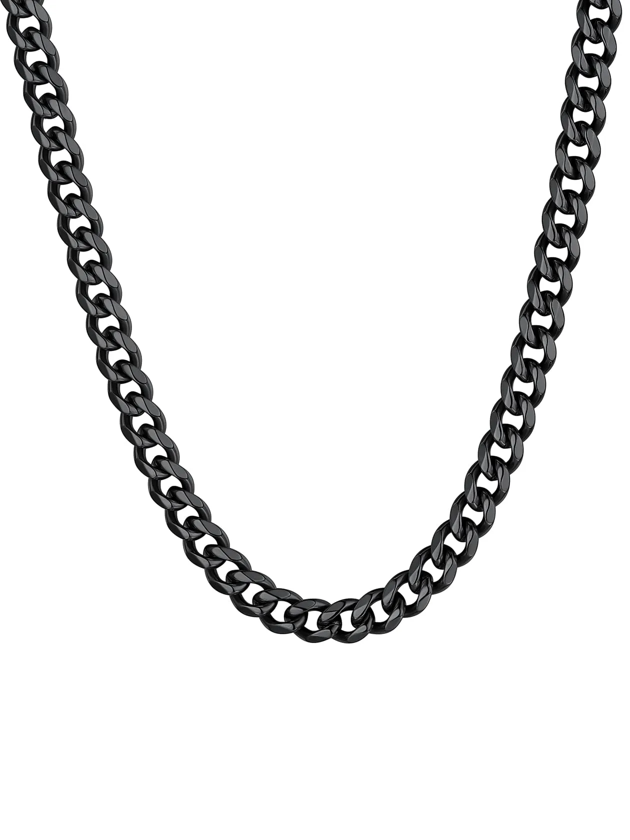ChainsHouse Collana a Maglia Cubana in Acciaio Inossidabile, 6mm x 46cm, Nero - immagine 1