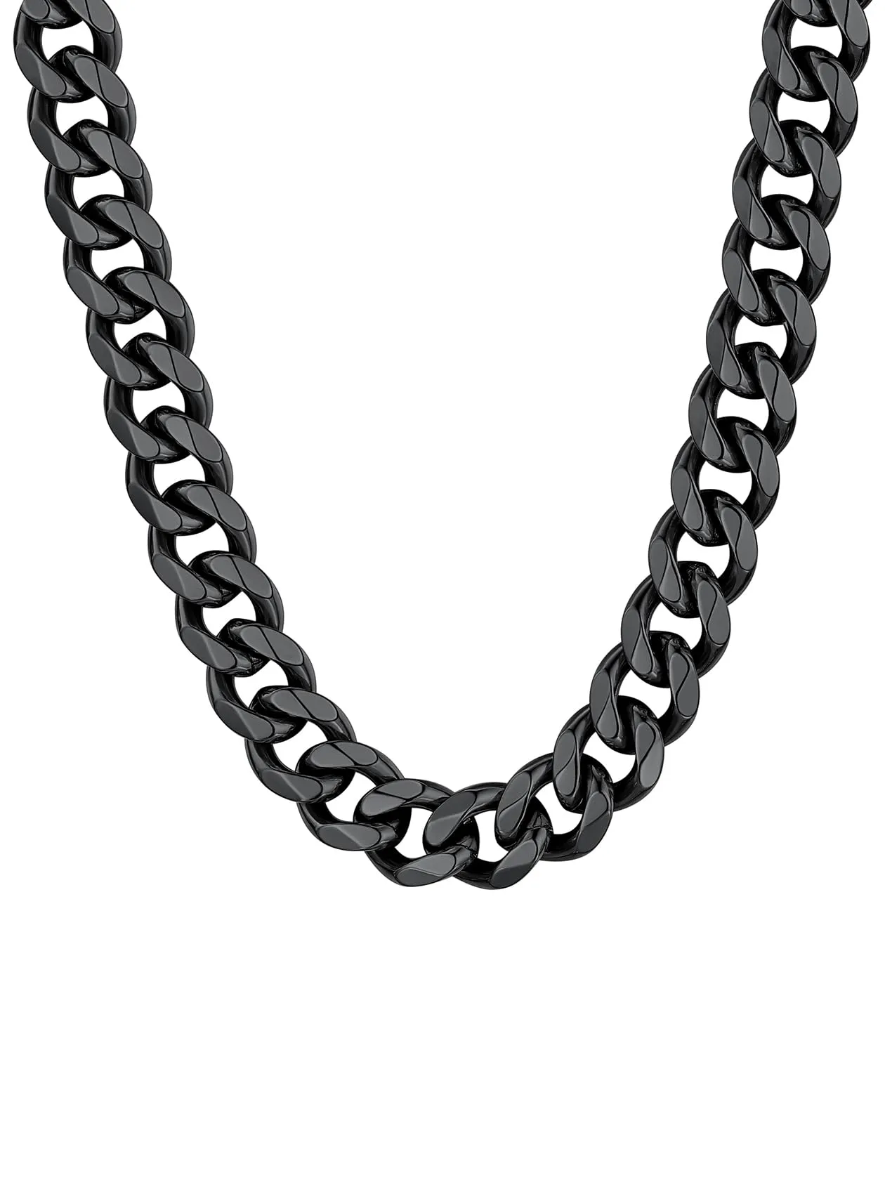 ChainsHouse Collana a maglia cubana Miami Chunky, 12mm, Nero, 55cm - immagine 1