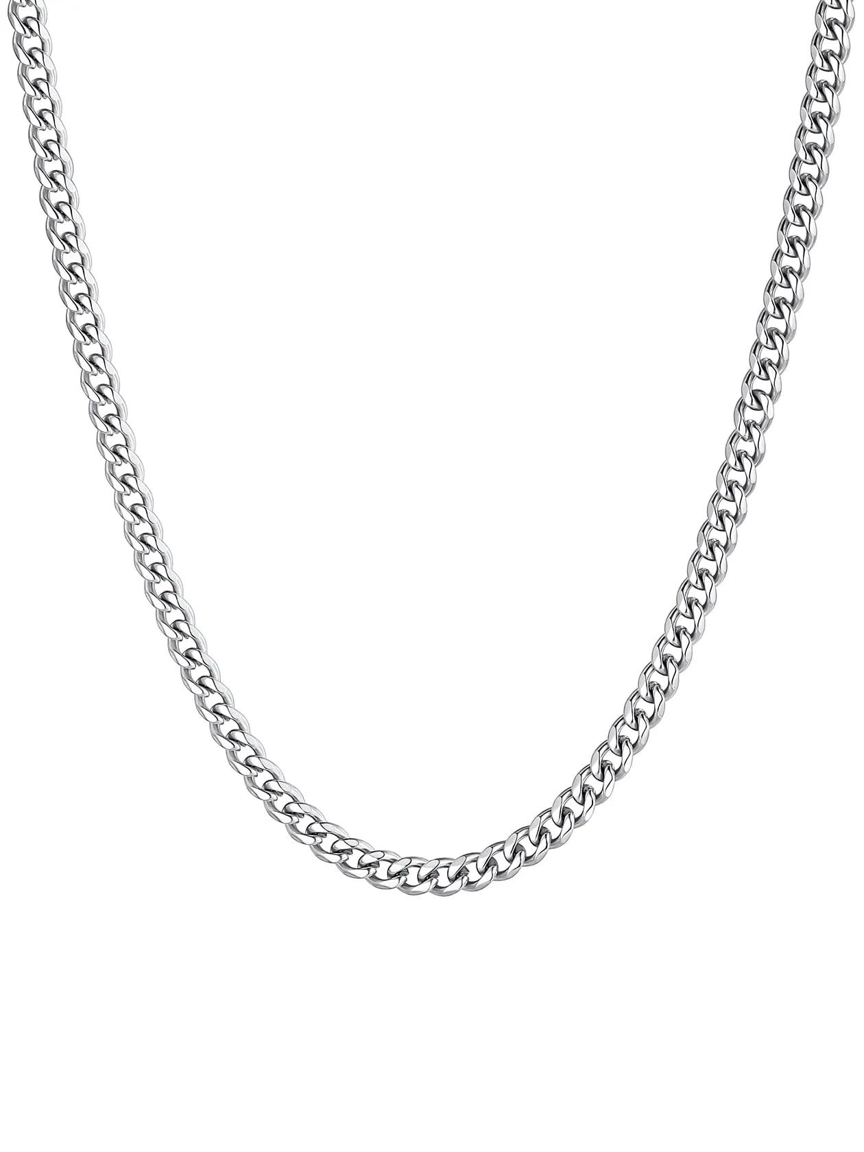 ChainsHouse Collana a catena a maglie cubane in acciaio inossidabile 3mm x 76cm, Argento - immagine 1