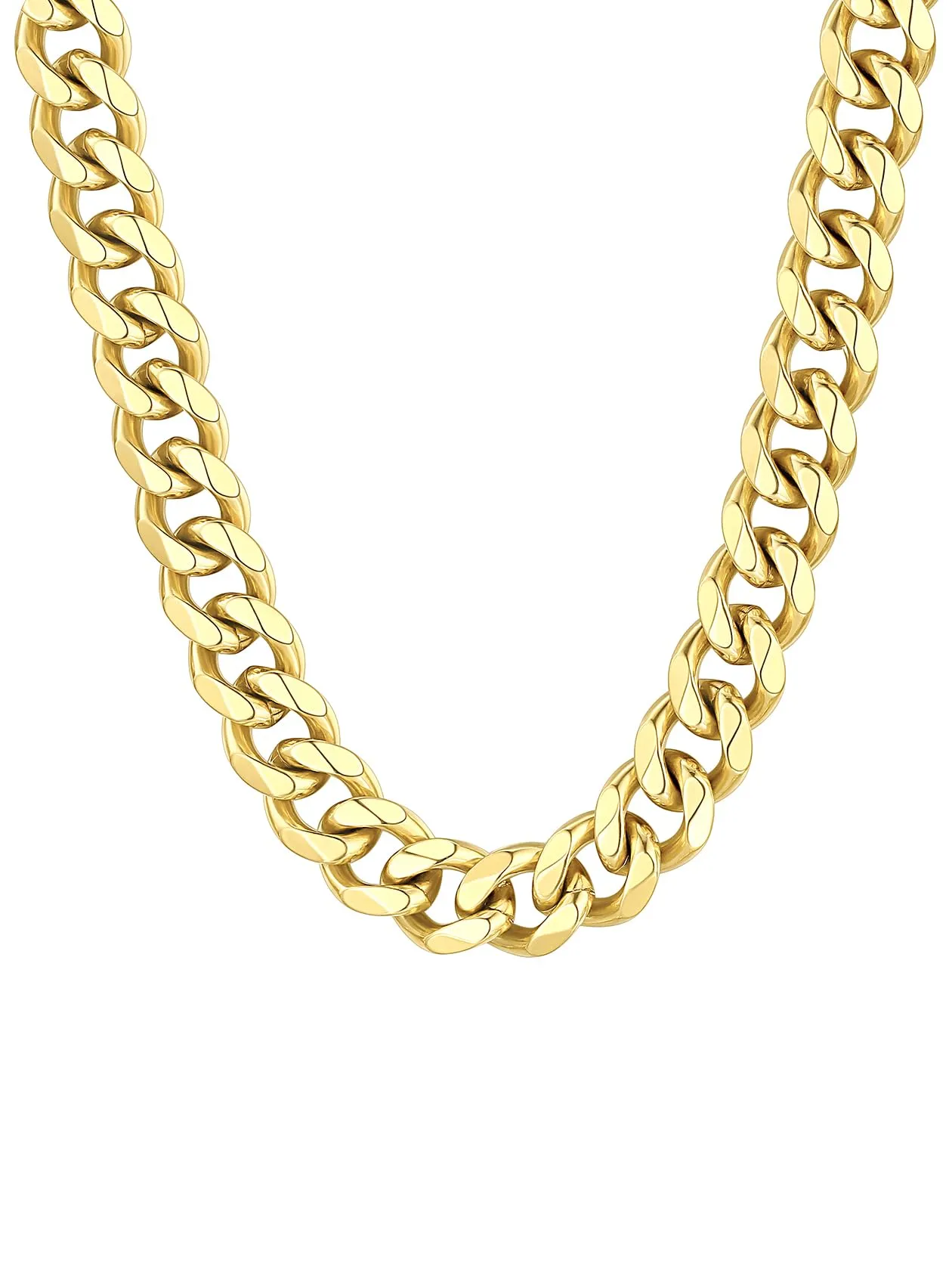 ChainsHouse Collana a maglia cubana da uomo in acciaio inossidabile, oro, 12mm, 76cm - immagine 1