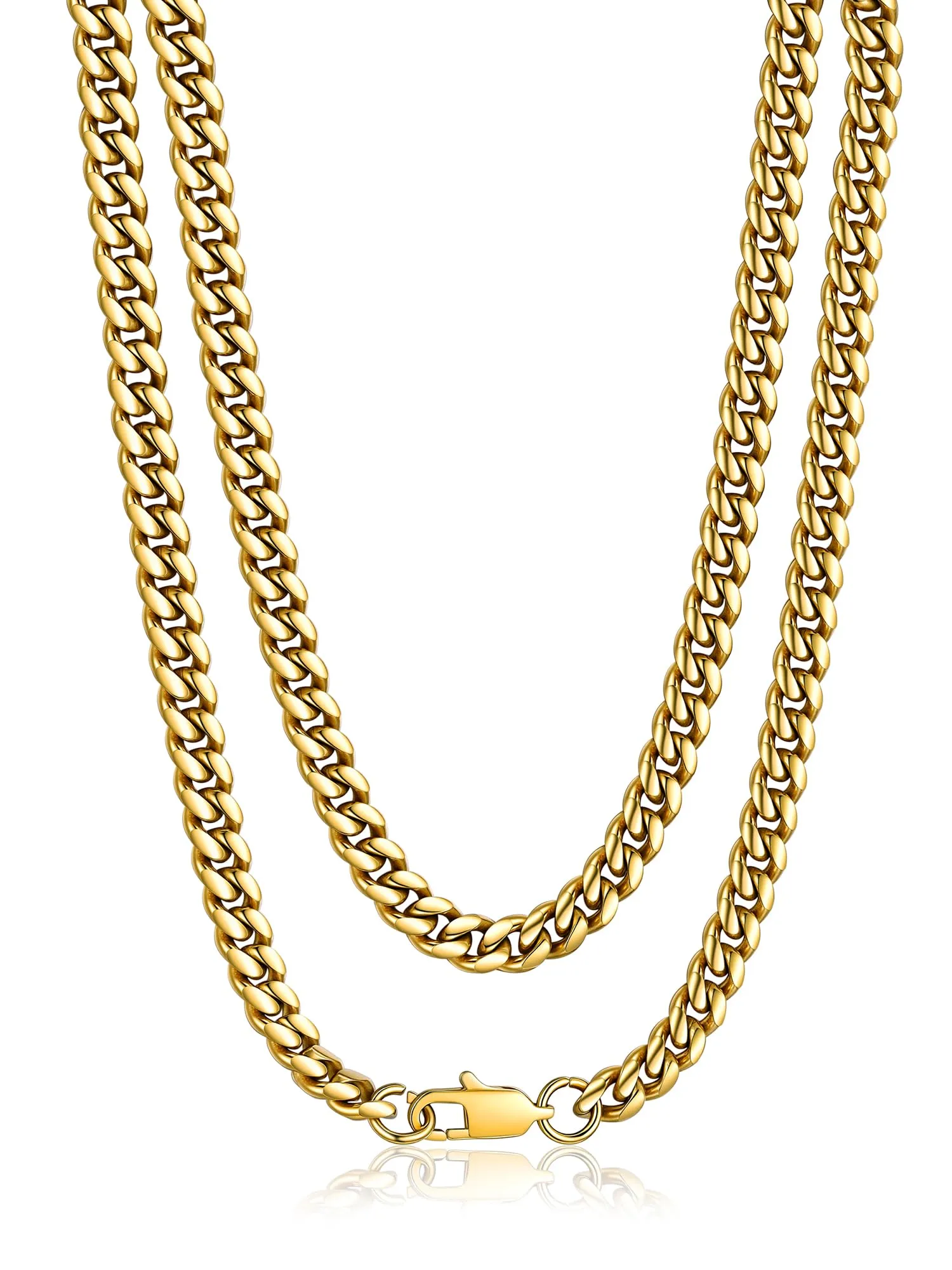 PROSTEEL Collana a Catena Cubana in Acciaio Inossidabile 6 mm Oro - immagine 1