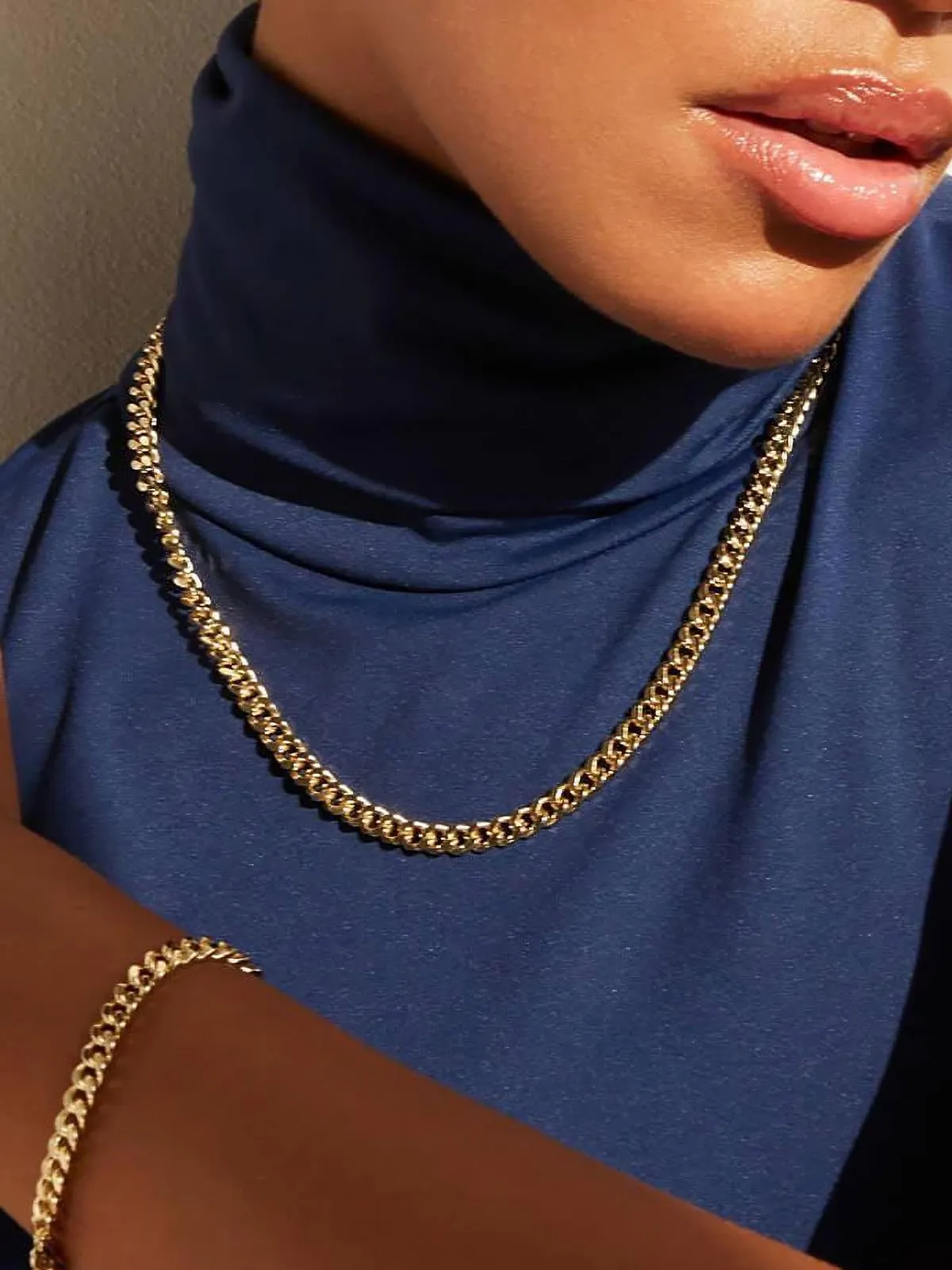 ChainsHouse Collana a Maglia Cubana in Acciaio Inossidabile Oro 6mm 24 Pollici per Uomo e Donna - immagine 2