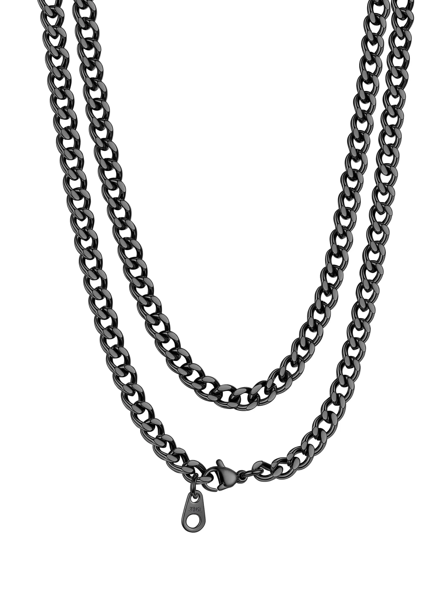 PROSTEEL Collana a Catena Cubana da Uomo, Acciaio Inossidabile, 5 mm, 75 cm, Nero - immagine 1