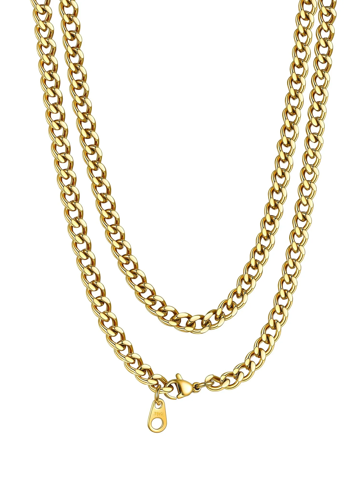 PROSTEEL Collana a Catena Cubana Uomo, 5 mm, 45 cm, Acciaio Inossidabile Placcato Oro 18K - immagine 1