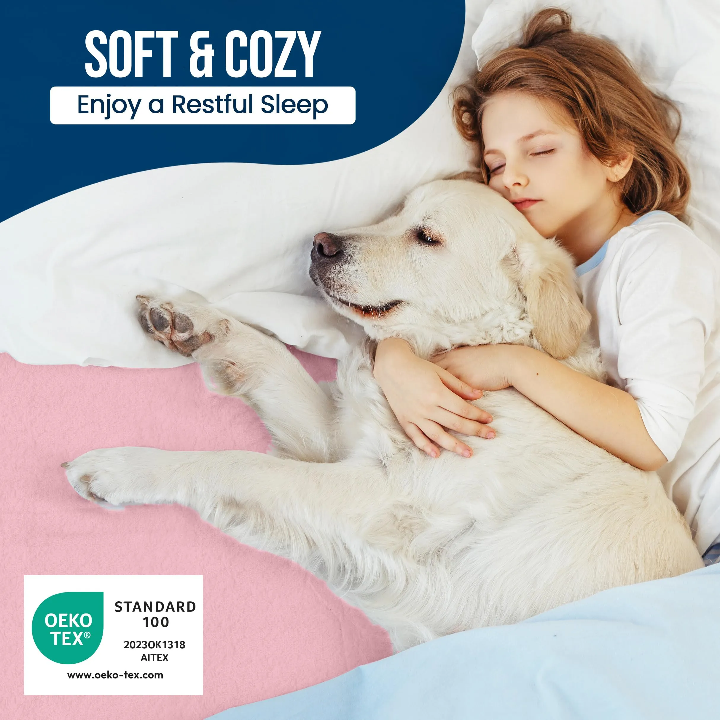 Utopia Bedding Coprimaterasso Impermeabile in Spugna, 200 g/m², Rosa - immagine 5