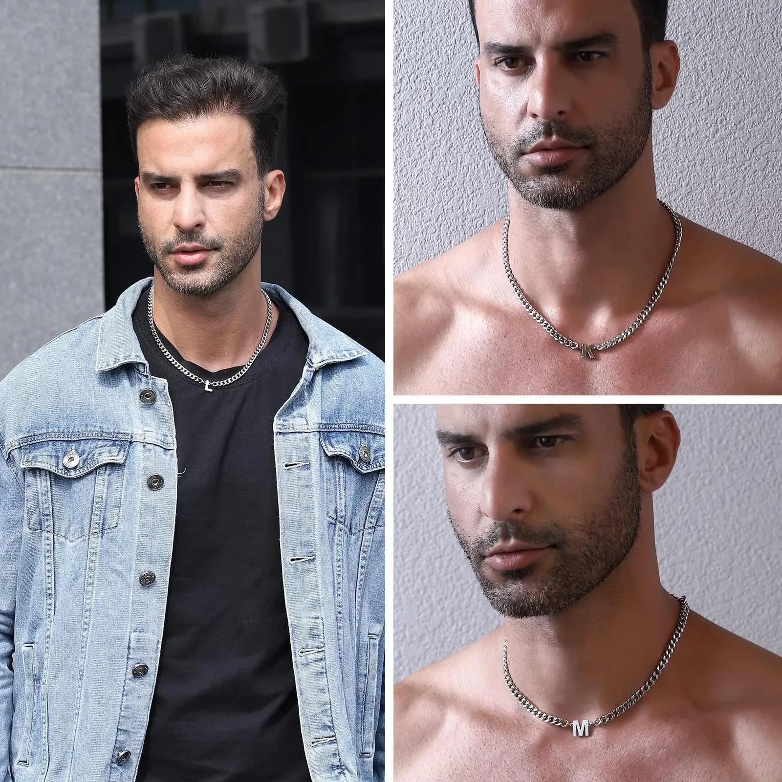 Esmoly Collana Uomo Cuban Chain con Lettera Q, 316L Acciaio Inossidabile, 6.5mm, 18+2 Pollici, Argento - immagine 5