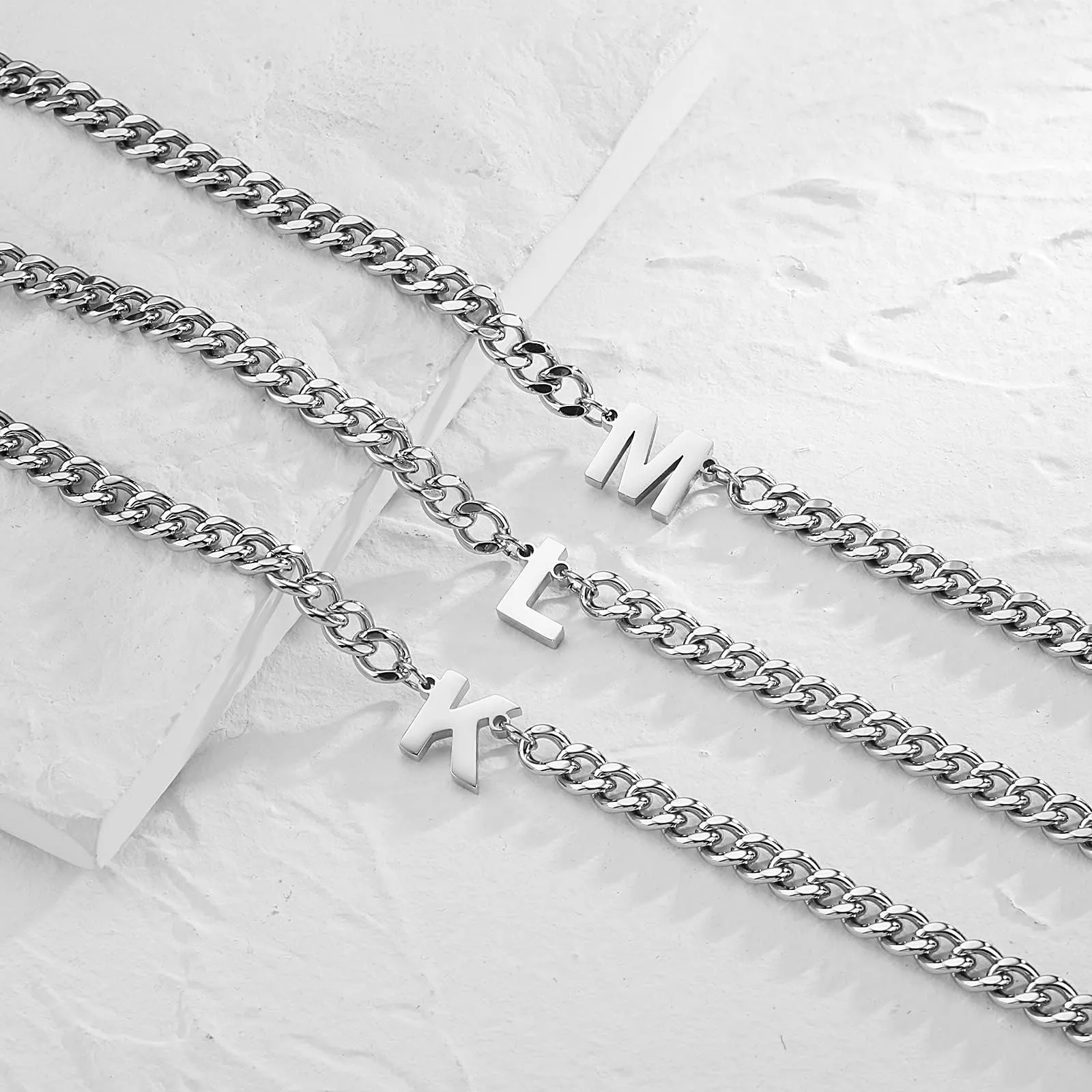 Esmoly Collana Uomo Cuban Chain con Lettera Q, 316L Acciaio Inossidabile, 6.5mm, 18+2 Pollici, Argento - immagine 6