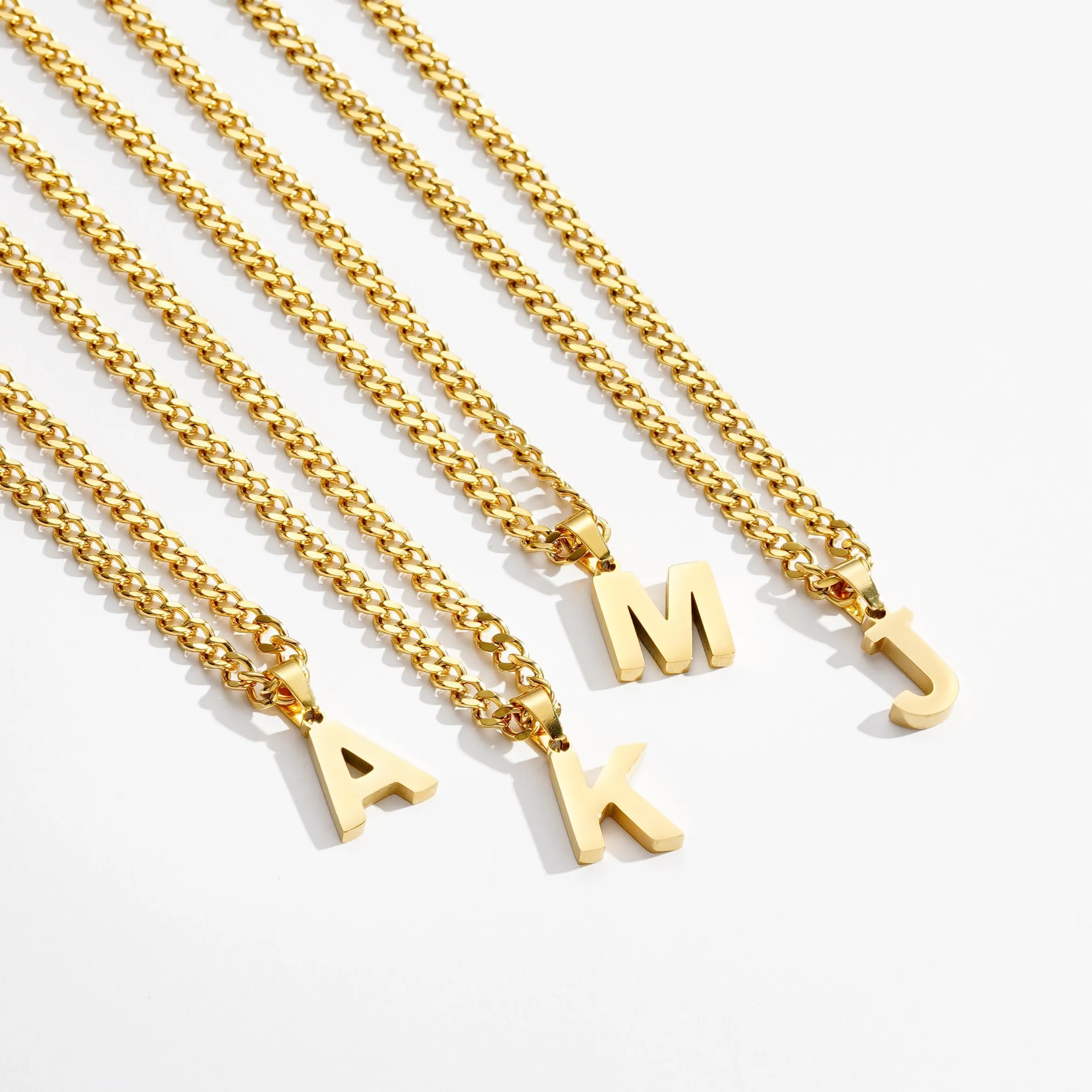 Esmoly Collana Uomo in Acciaio Inossidabile 316L Catena Serpente e Cubana con Lettera P, Oro, 18+20 Pollici - immagine 6