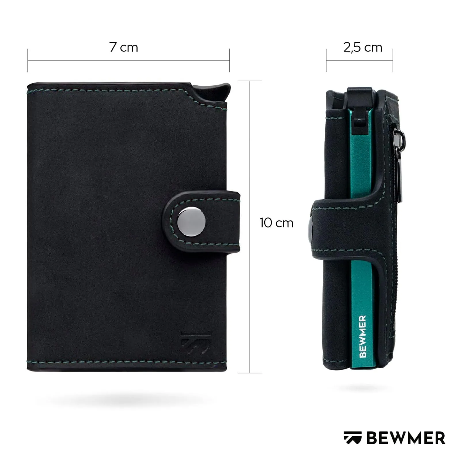 BEWMER v2 Portafoglio Uomo Slim in Similpelle con Protezione RFID, Nero Verde - immagine 5