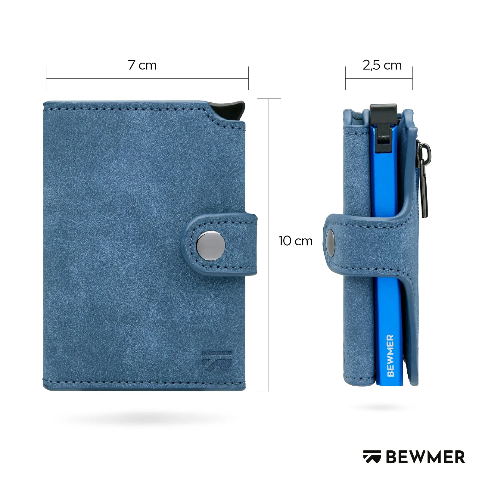 BEWMER v2 Portafoglio Uomo Slim in Similpelle con Protezione RFID, Blu Chiaro - immagine 5