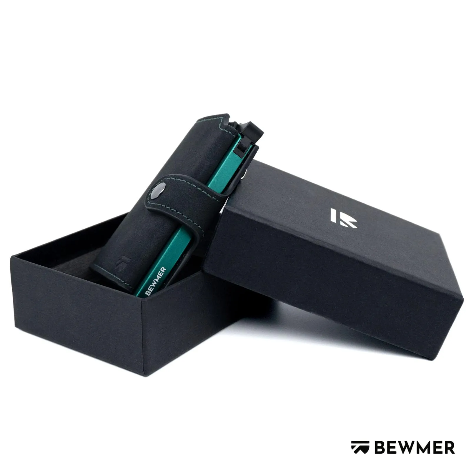 BEWMER v2 Portafoglio Slim in Similpelle con Protezione RFID, Nero Turchese - immagine 6