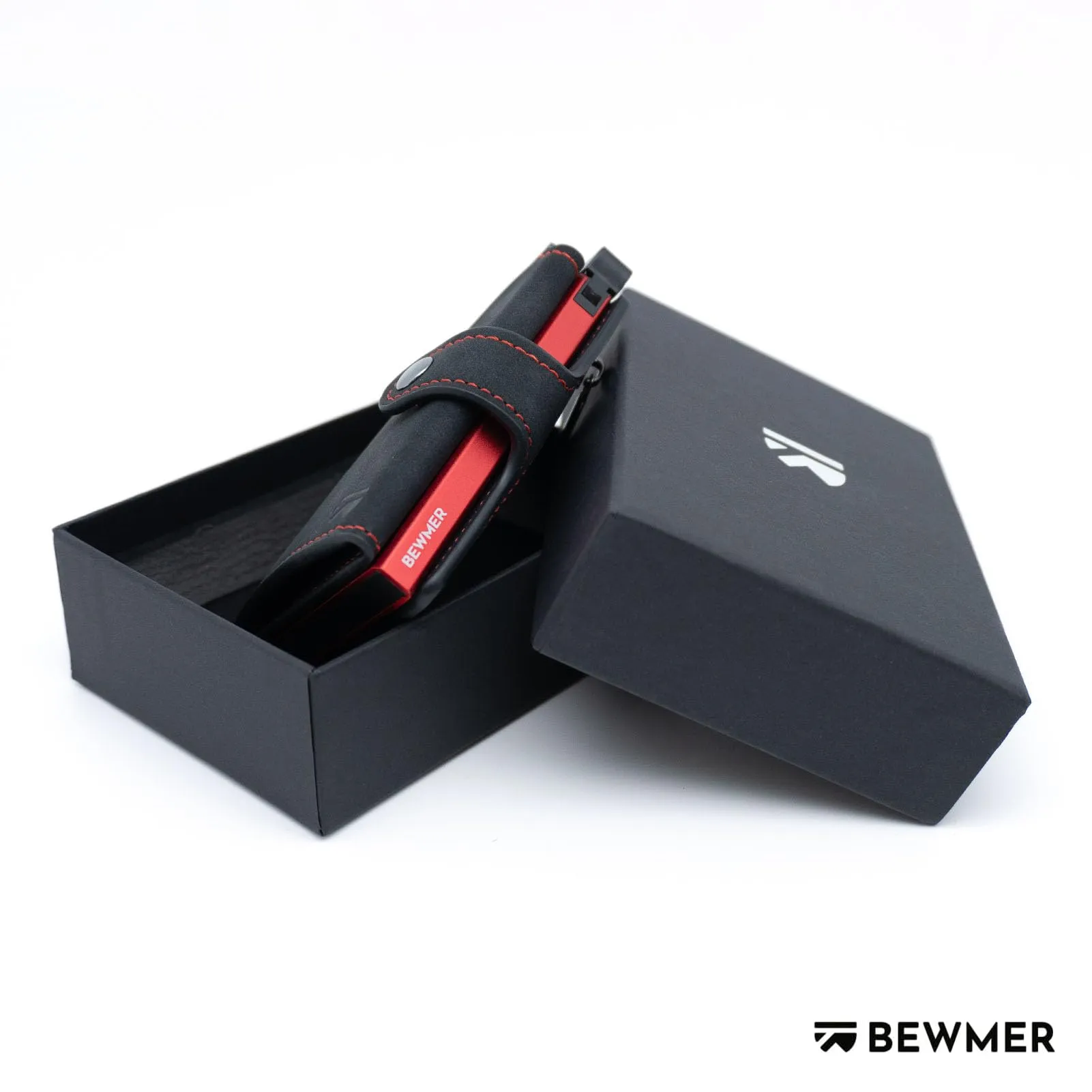 BEWMER v2 Portafoglio Slim in Similpelle con Protezione RFID, Nero Rosso - immagine 6