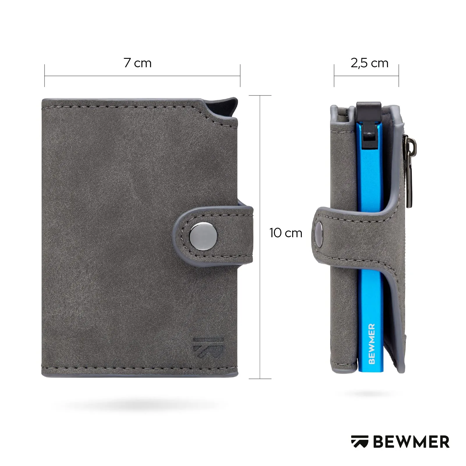 BEWMER v2 Portafoglio Slim in Similpelle con Protezione RFID, Grigio Blu - immagine 5