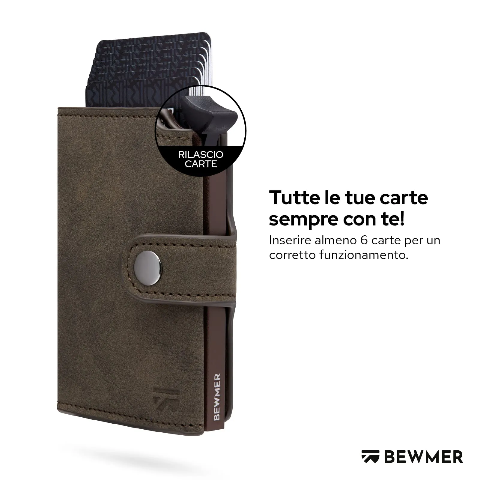 BEWMER v2 Portafoglio Uomo Slim in Similpelle con Protezione RFID, Verde Oliva Marrone - immagine 2