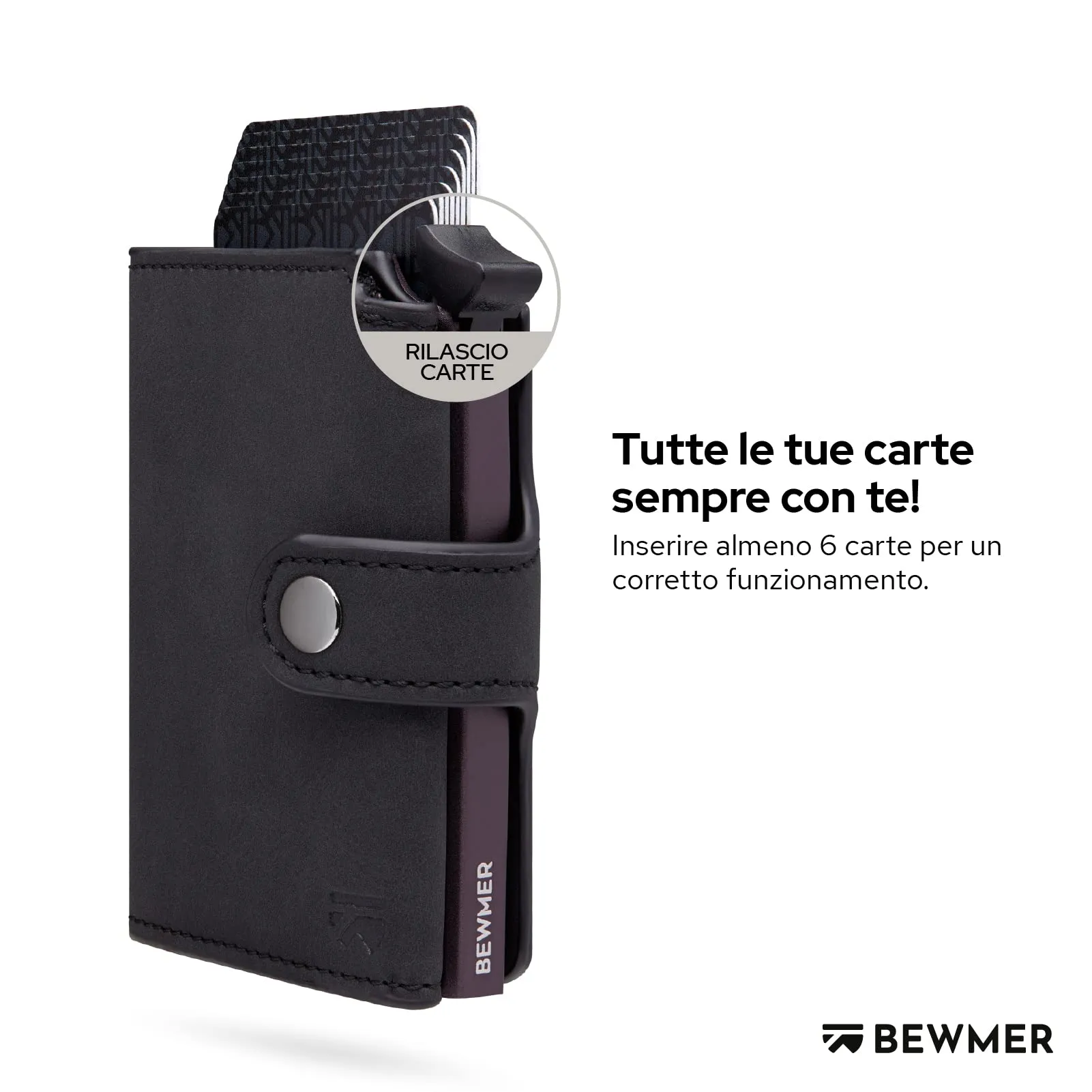 BEWMER v2 Portafoglio Uomo Slim in Similpelle con Protezione RFID, Nero Lilla - immagine 2