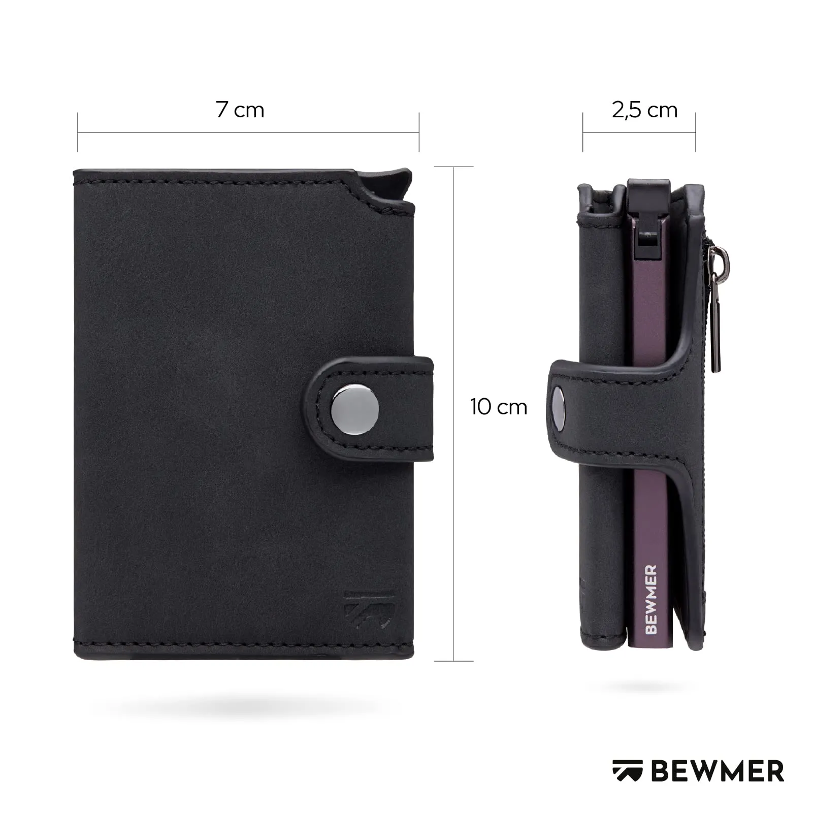 BEWMER v2 Portafoglio Uomo Slim in Similpelle con Protezione RFID, Nero Lilla - immagine 5