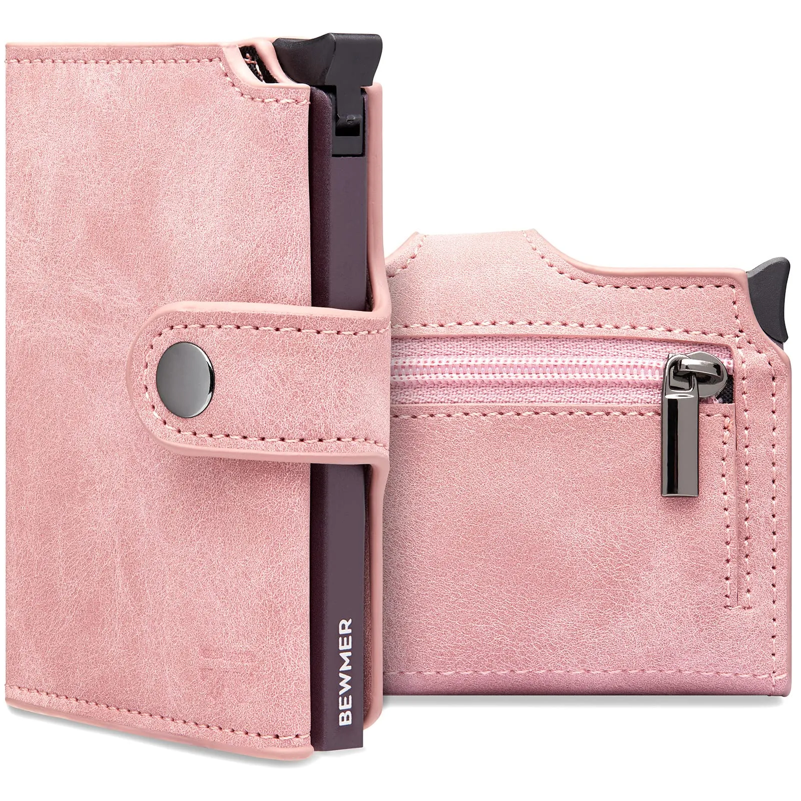 BEWMER v2 Portafoglio Uomo Slim in Similpelle con Protezione RFID, Rosa Lilla - immagine 1