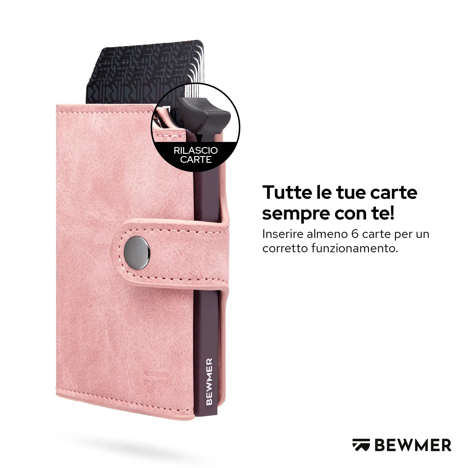 BEWMER v2 Portafoglio Uomo Slim in Similpelle con Protezione RFID, Rosa Lilla - immagine 2