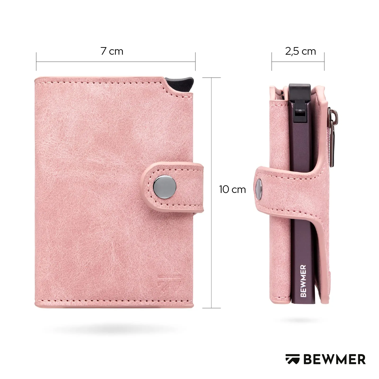 BEWMER v2 Portafoglio Uomo Slim in Similpelle con Protezione RFID, Rosa Lilla - immagine 5