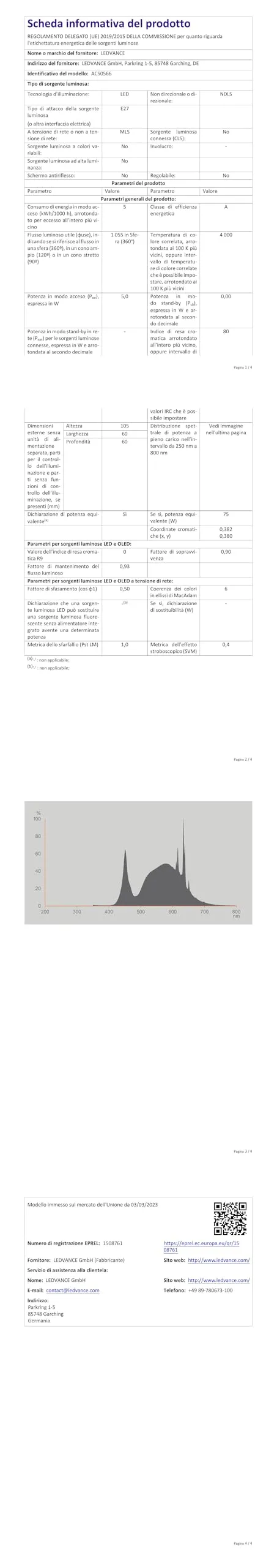 OSRAM LED Classic E27, 5W, 1055 lm, 4000K, Energy Class A, Transparent Glass, IP20, 60 mm - immagine 7
