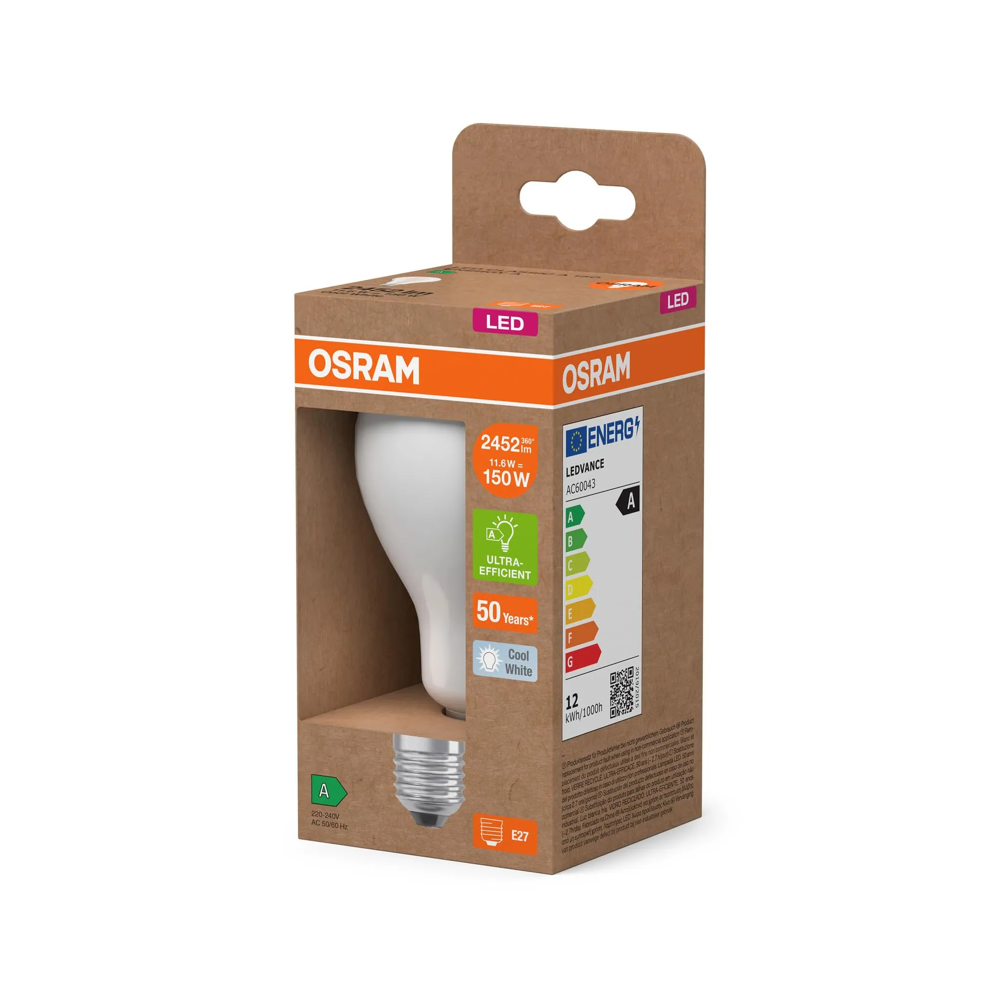 Osram LED Classic A 150, 11.6W, 4000K, Frosted, E27 - immagine 5