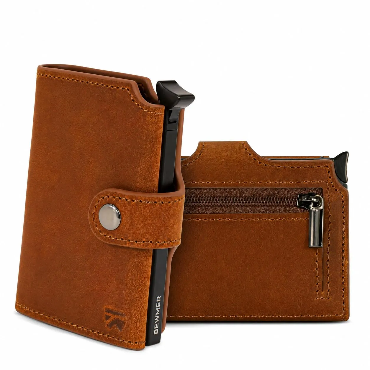 BEWMER v2 Portafoglio Uomo Slim in Vera Pelle con Protezione RFID, Porta Carte di Credito e Portamonete, Caffè Nero Premium - immagine 1
