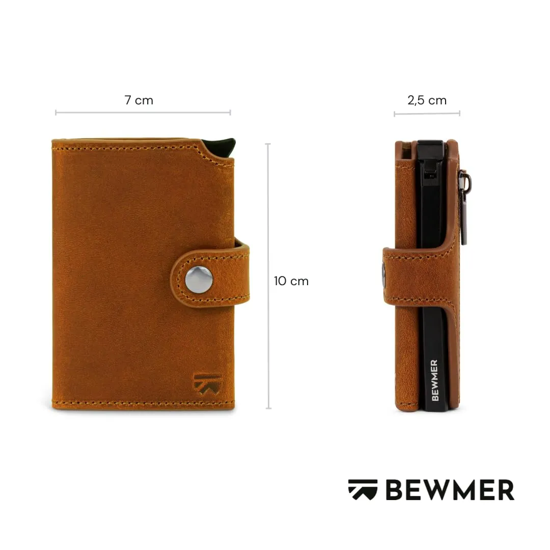 BEWMER v2 Portafoglio Uomo Slim in Vera Pelle con Protezione RFID, Porta Carte di Credito e Portamonete, Caffè Nero Premium - immagine 5