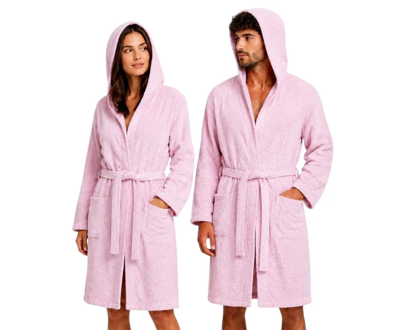 GX GARGIX Accappatoio Uomo Donna in Spugna di Cotone con Cappuccio, XL, Rosa - immagine 1