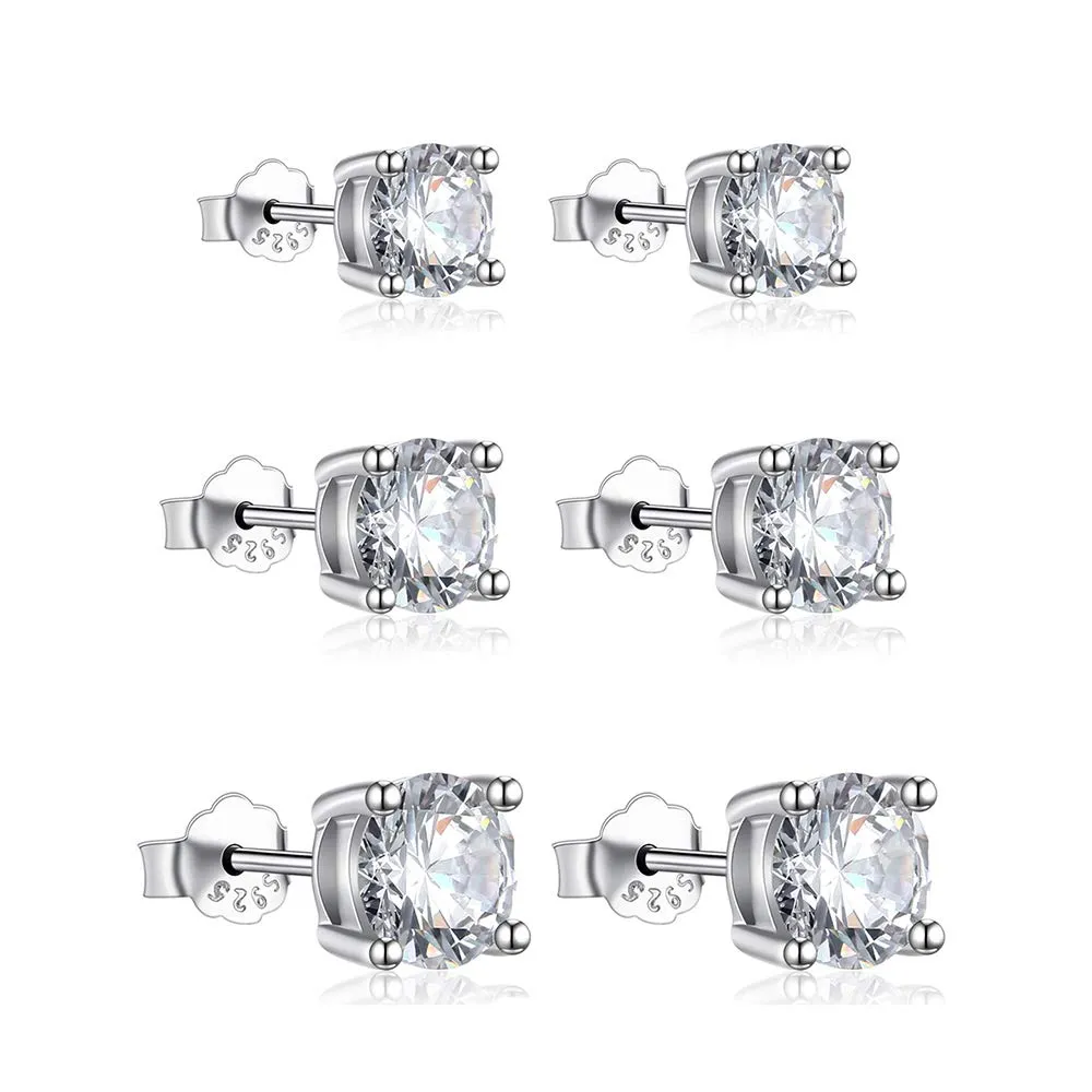 Gold Gala Orecchini Punto Luce in Argento 925 Rodiato con Zirconi Bianchi Taglio Diamante (Set 3-4-5 mm) - immagine 1