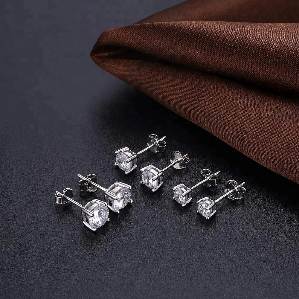 Gold Gala Orecchini Punto Luce in Argento 925 Rodiato con Zirconi Bianchi Taglio Diamante (Set 3-4-5 mm) - immagine 2