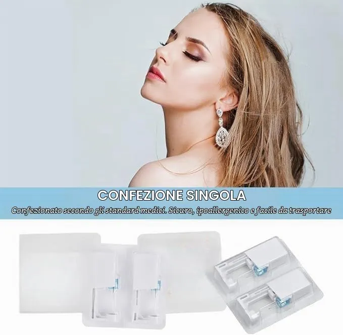 Aucuu Set 12 Pistole per Piercing all'Orecchio con 12 Orecchini a Bottone, Bianca - immagine 3