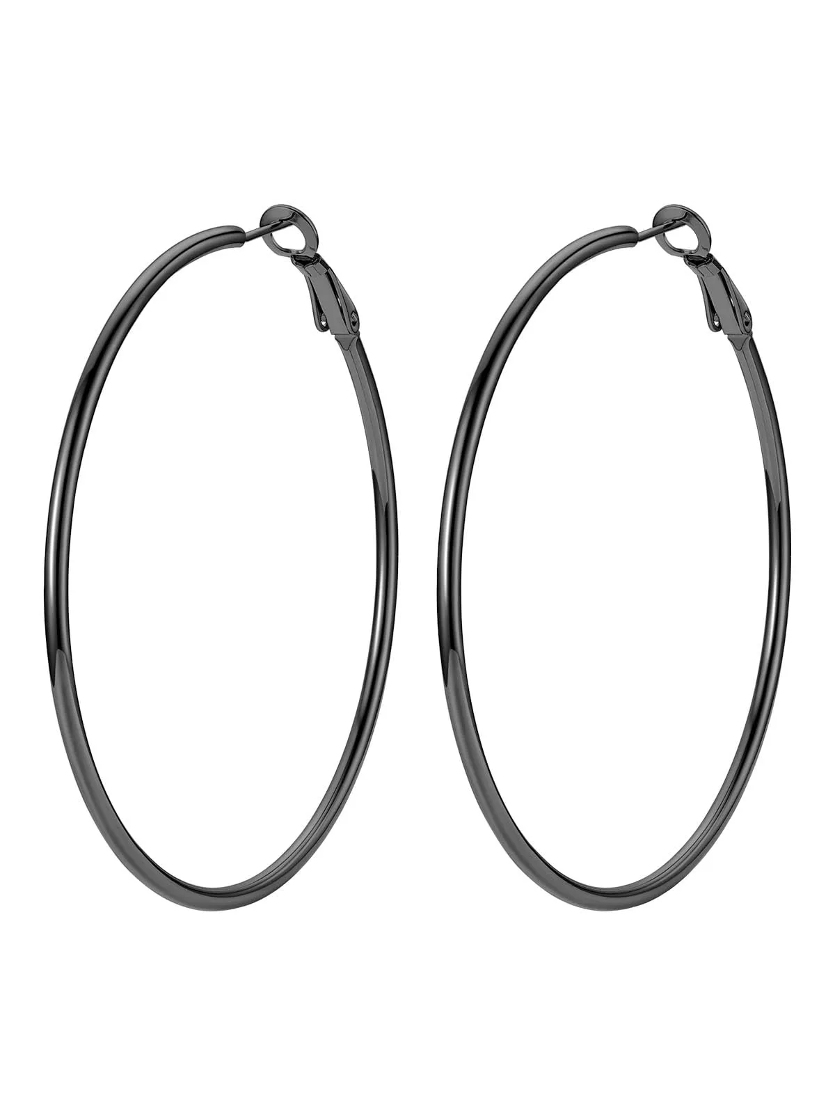 FOCALOOK Orecchini a Cerchio Donna, Nero, 60mm - immagine 1