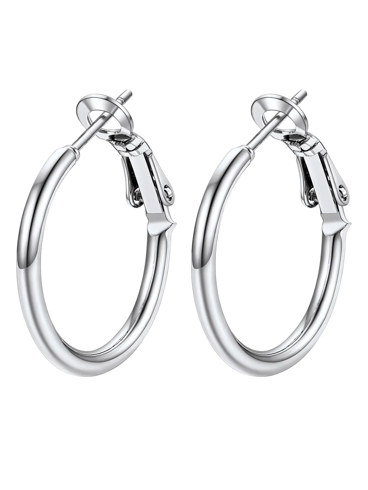 FOCALOOK Orecchini a Cerchio Donna Argento 20mm - immagine 1