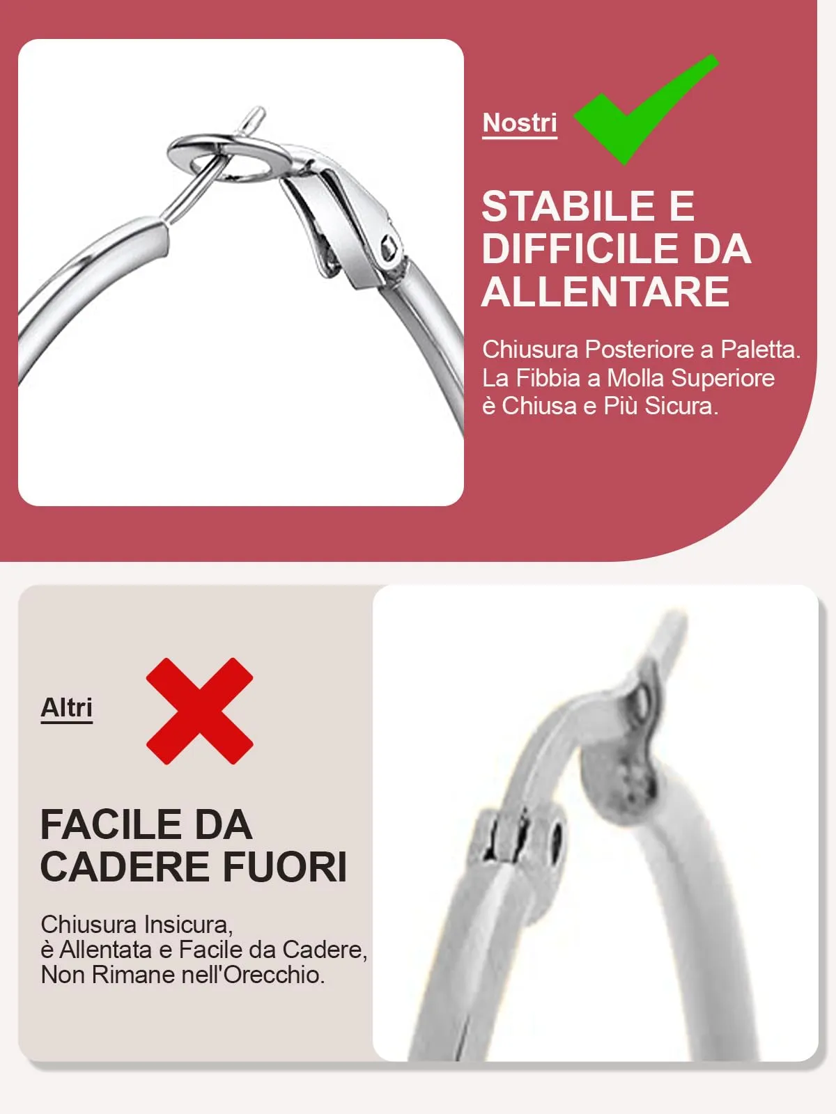 FOCALOOK Orecchini a Cerchio Donna Argento 20mm - immagine 2