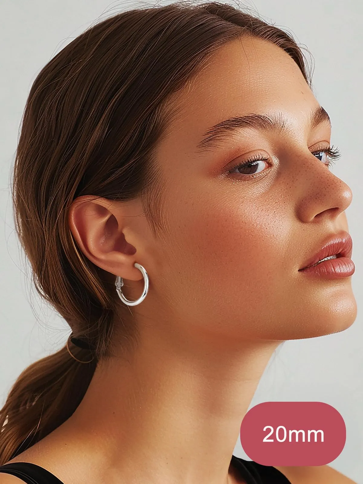 FOCALOOK Orecchini a Cerchio Donna Argento 20mm - immagine 5