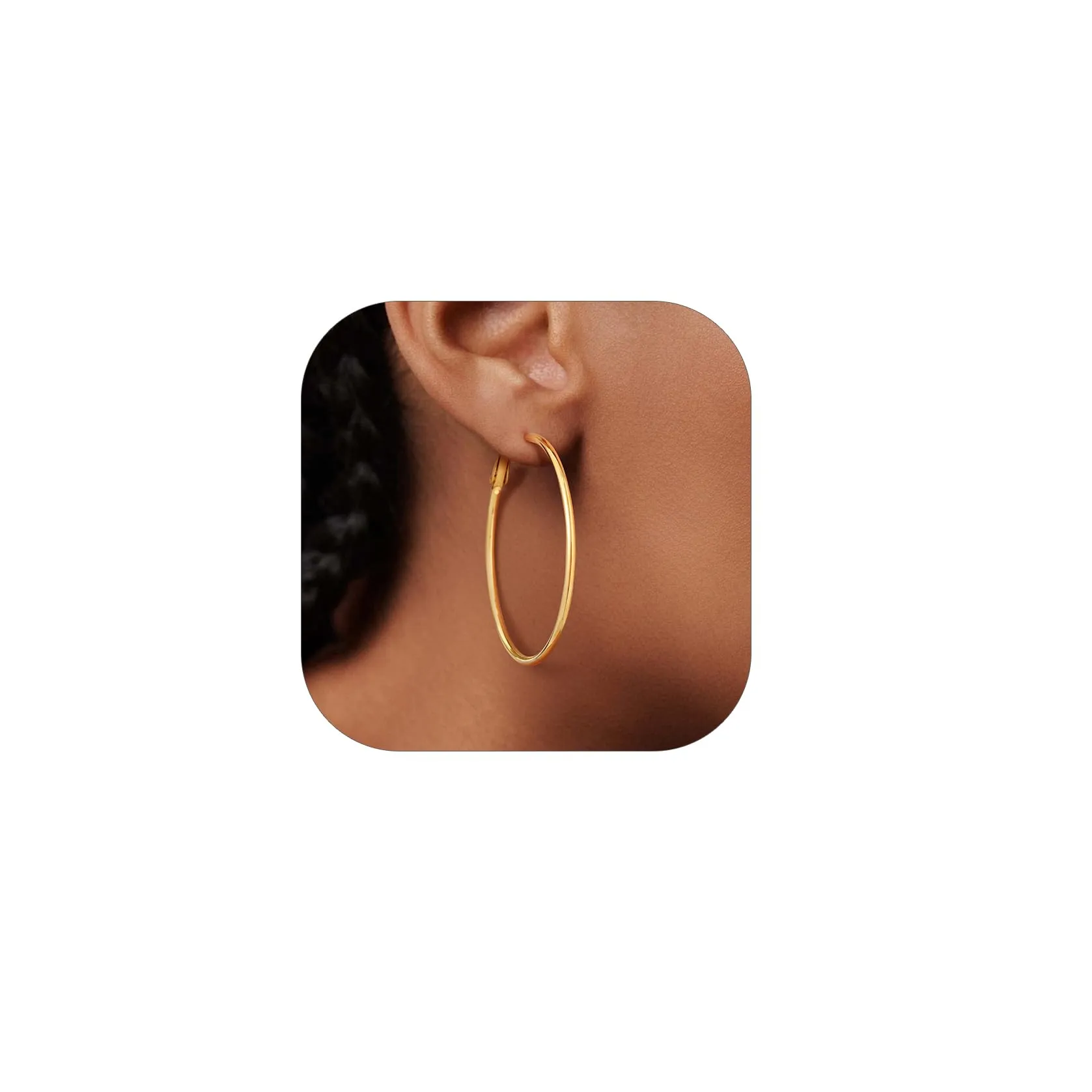 FOCALOOK Orecchini a Cerchio 50mm Oro in Acciaio Inox - immagine 1