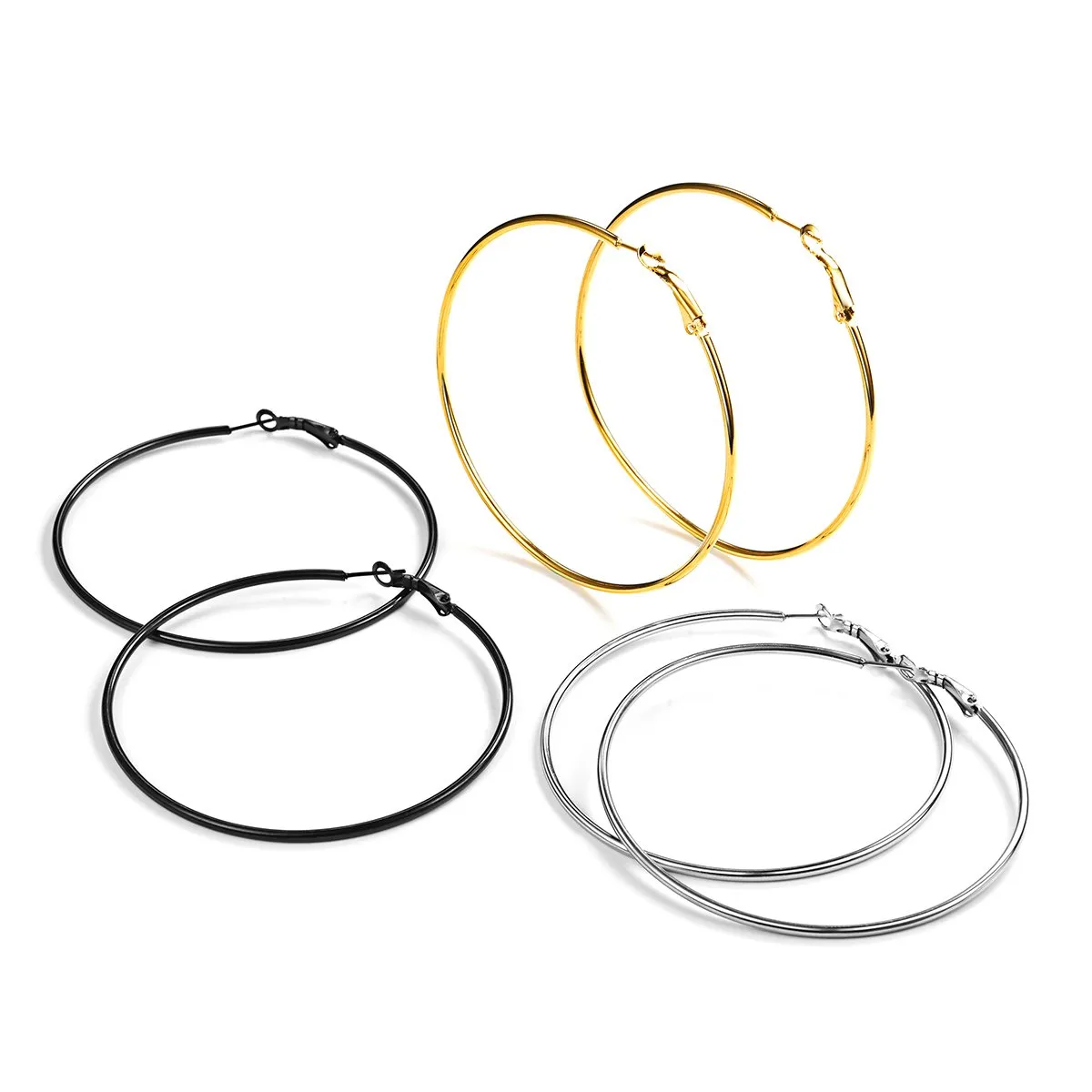 FOCALOOK Orecchini a Cerchio da Donna in Acciaio Inox, 3 Paia - immagine 1