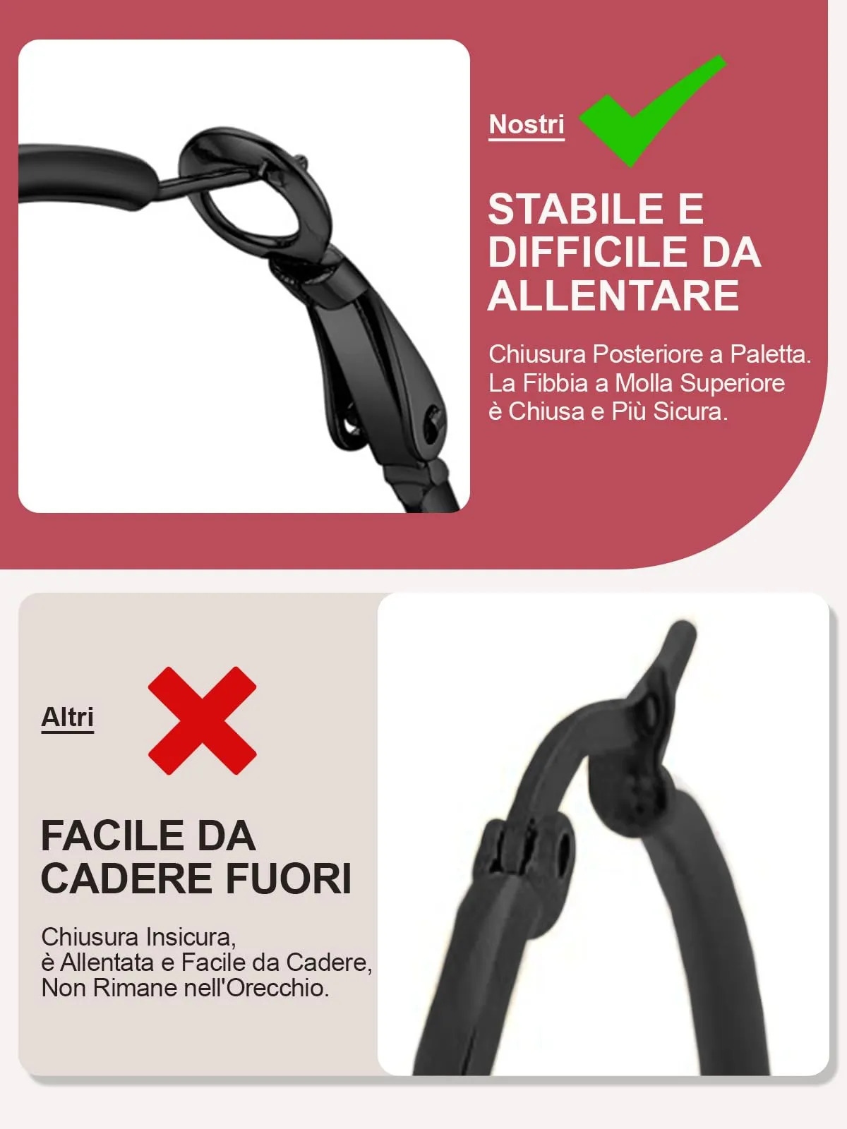 FOCALOOK Orecchini a Cerchio 70mm Nero in Acciaio Inox - immagine 5